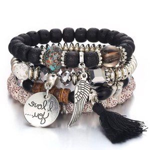 Bohemian Beaded Angel Wing Love Tassel Bracelet